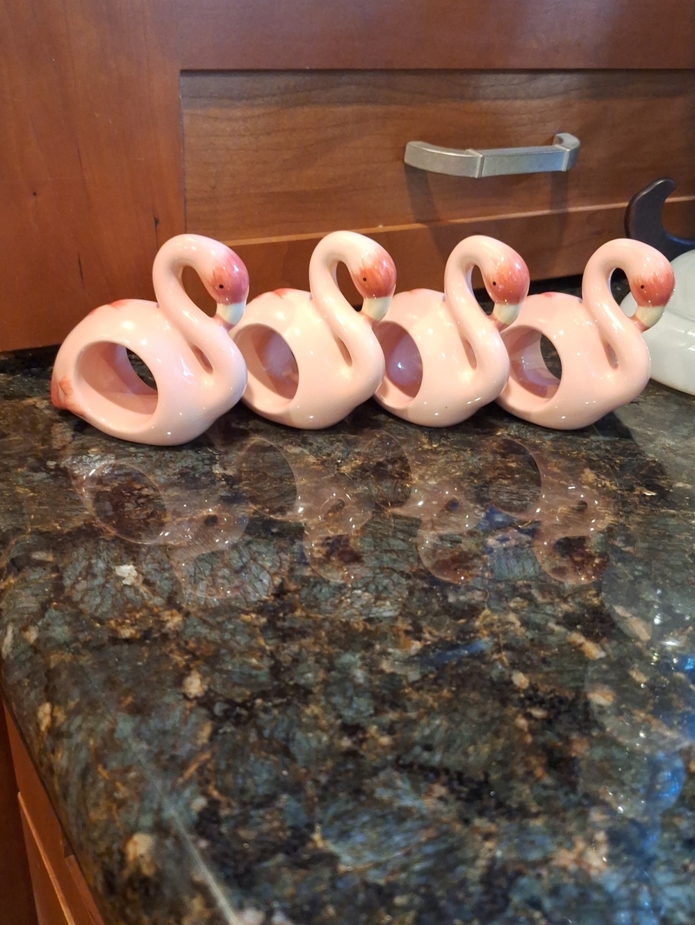Set of 4 Pink Ceramic Flamingo Napkin Rings Home By Target